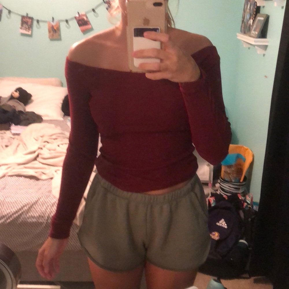 off the shoulder long sleeve shirt